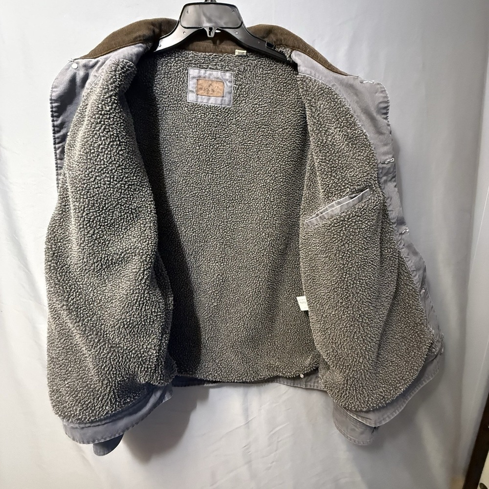 Woolrich Jacket Mens‎ XXL Gray Sherpa Lined Chore Coat Workwear Corduroy Collar - Picture 8 of 13